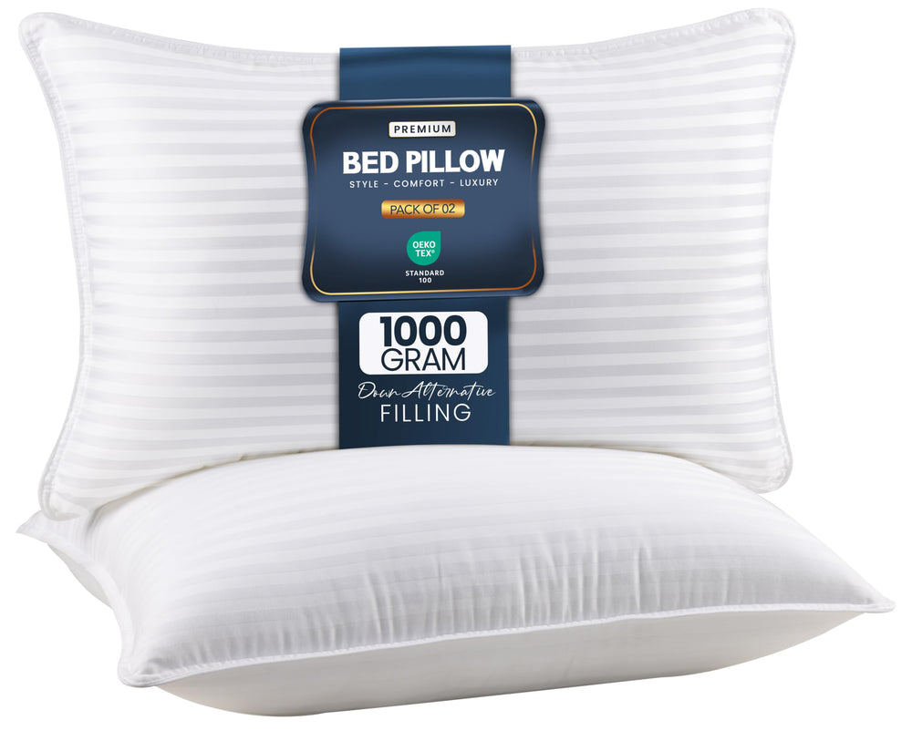 Utopia Bedding front packaging of queen pillow set showing clean hotel look and immediate comfort