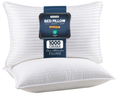 Utopia Bedding front packaging of queen pillow set showing clean hotel look and immediate comfort