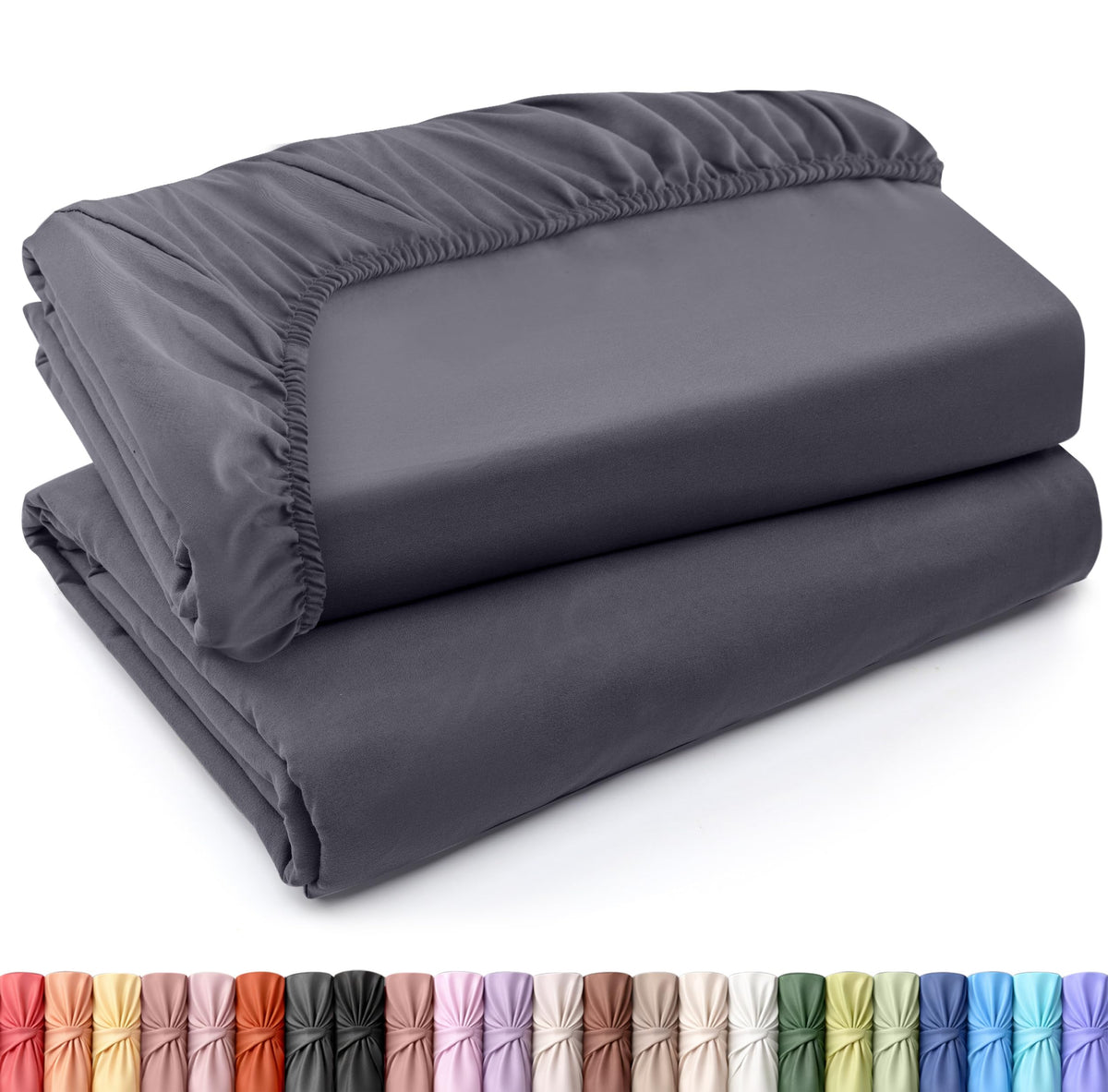 Utopia Bedding vista frontal del pack y presentación gris, orden y conveniencia