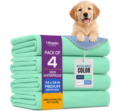 Utopia Bedding frontal del pack mostrando las 4 almohadillas y beneficios de protección