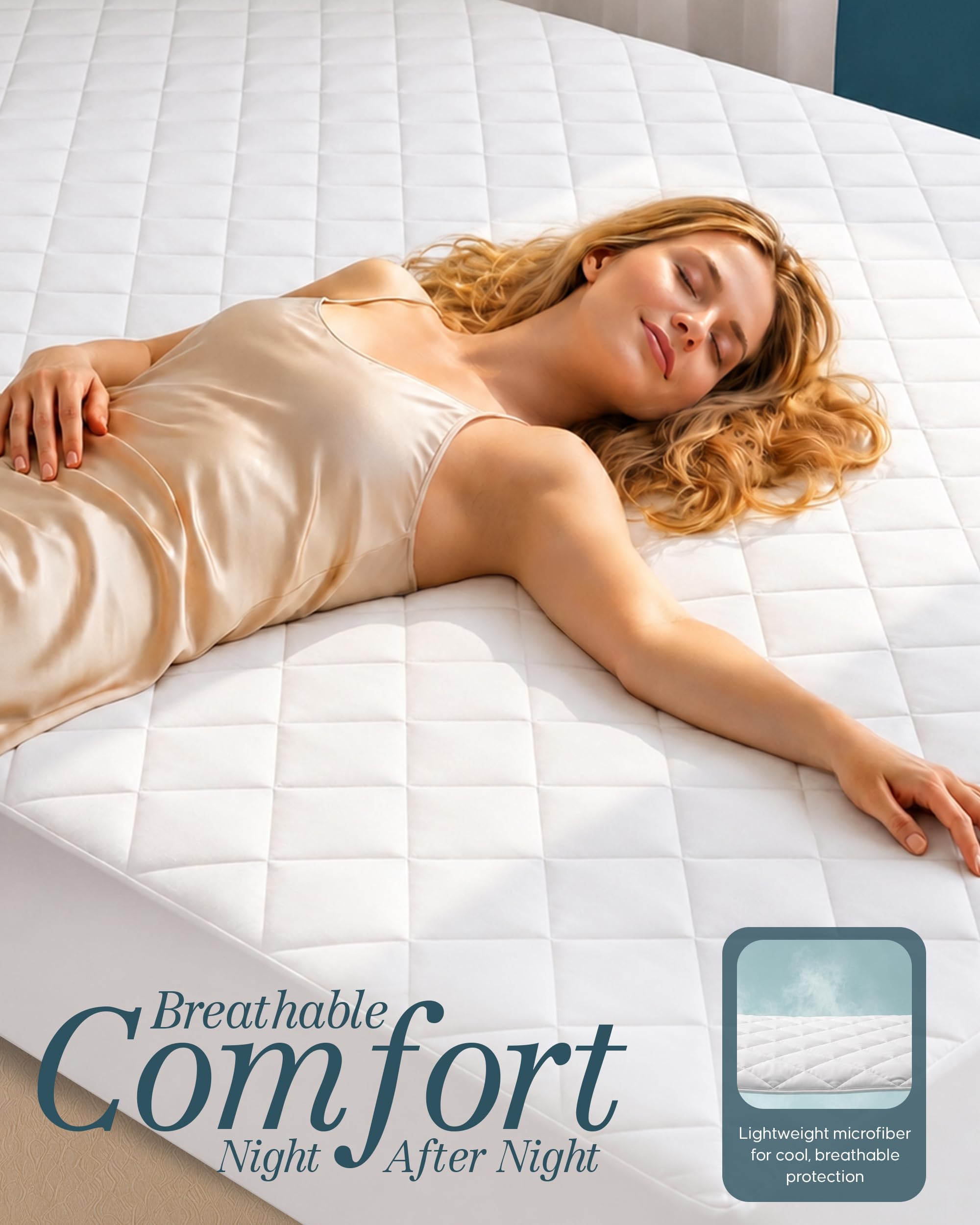 Utopia Bedding imagen estilo habitación con protector puesto que sugiere ambiente acogedor y orden