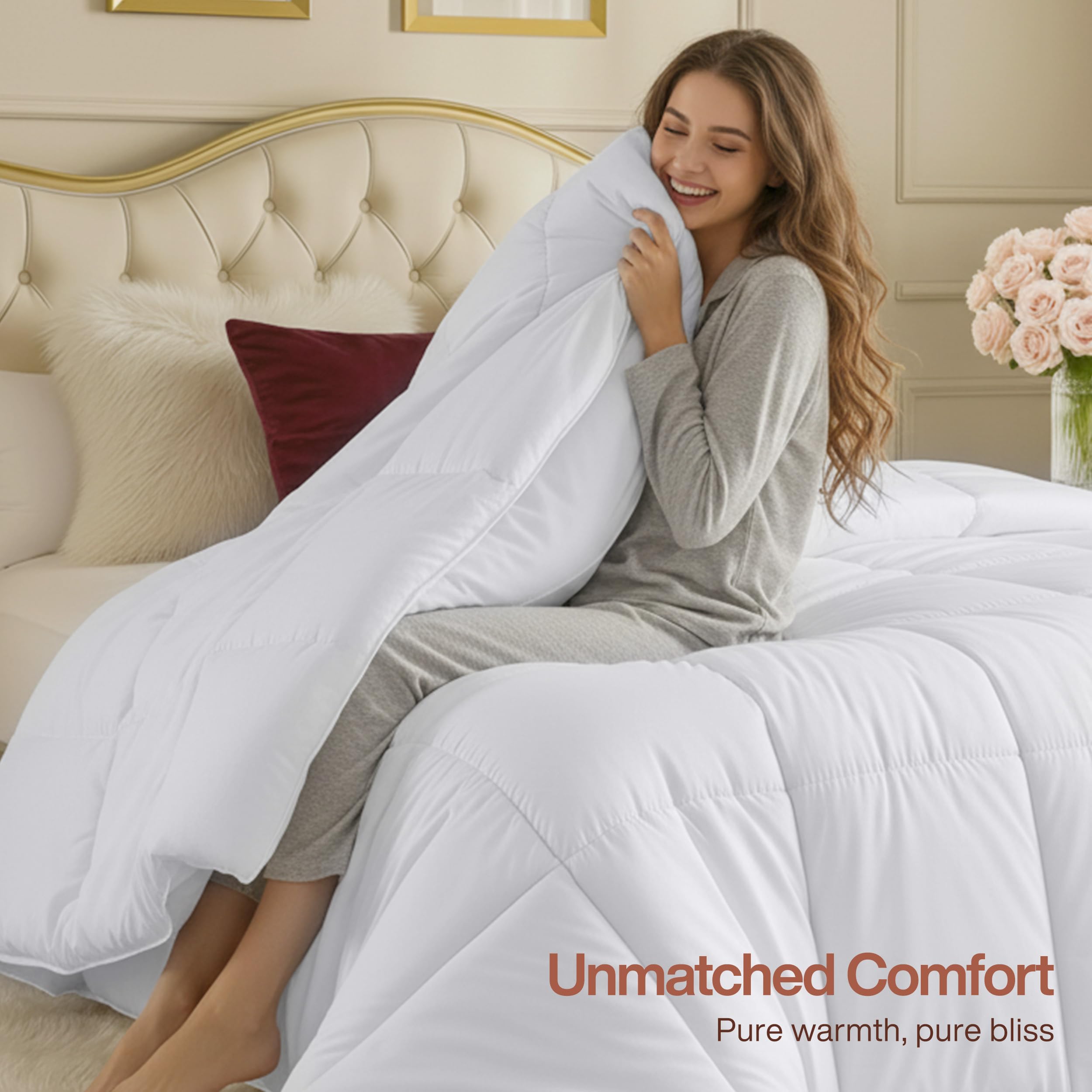 Utopia Bedding relleno siliconizado esponjoso que mantiene calidez y recuperación rápida