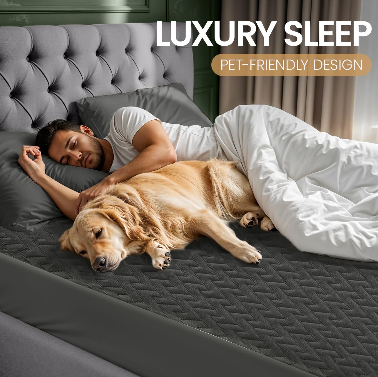 Utopia Bedding protector colocado en colchón demostrando ajuste seguro