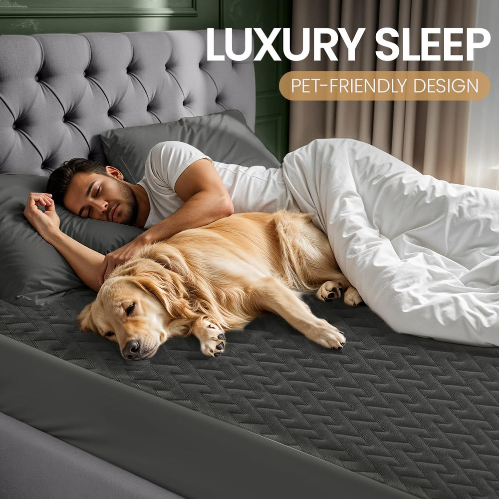 Utopia Bedding protector colocado en colchón demostrando ajuste seguro