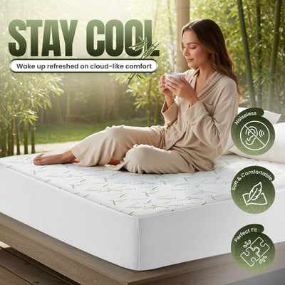 Utopia Bedding protector colocado en cama, aporta higiene y confort
