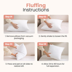 Utopia Bedding primer plano del relleno de fibra siliconizada que mantiene volumen