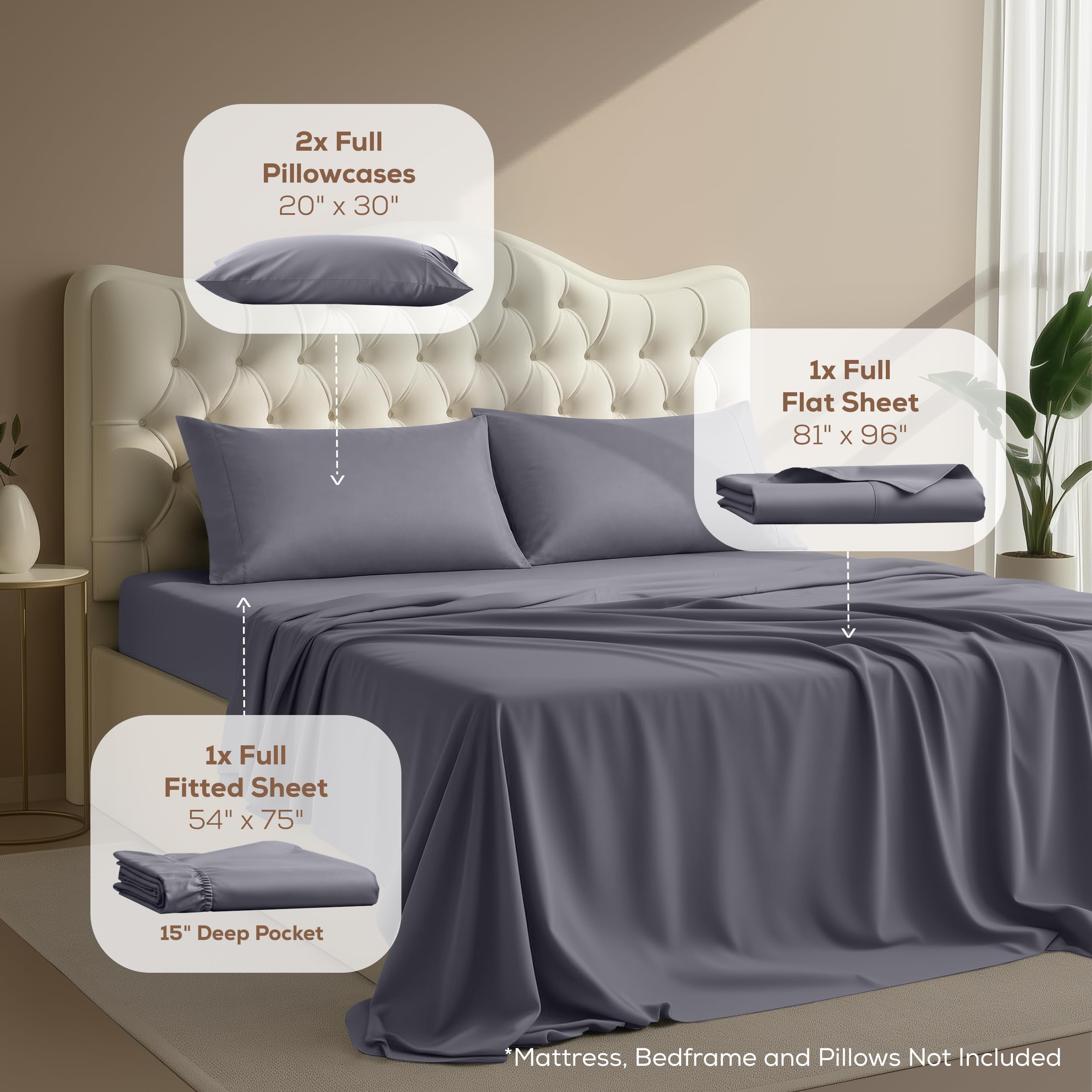 Utopia Bedding sábana ajustada colocada en cama full, ajuste seguro