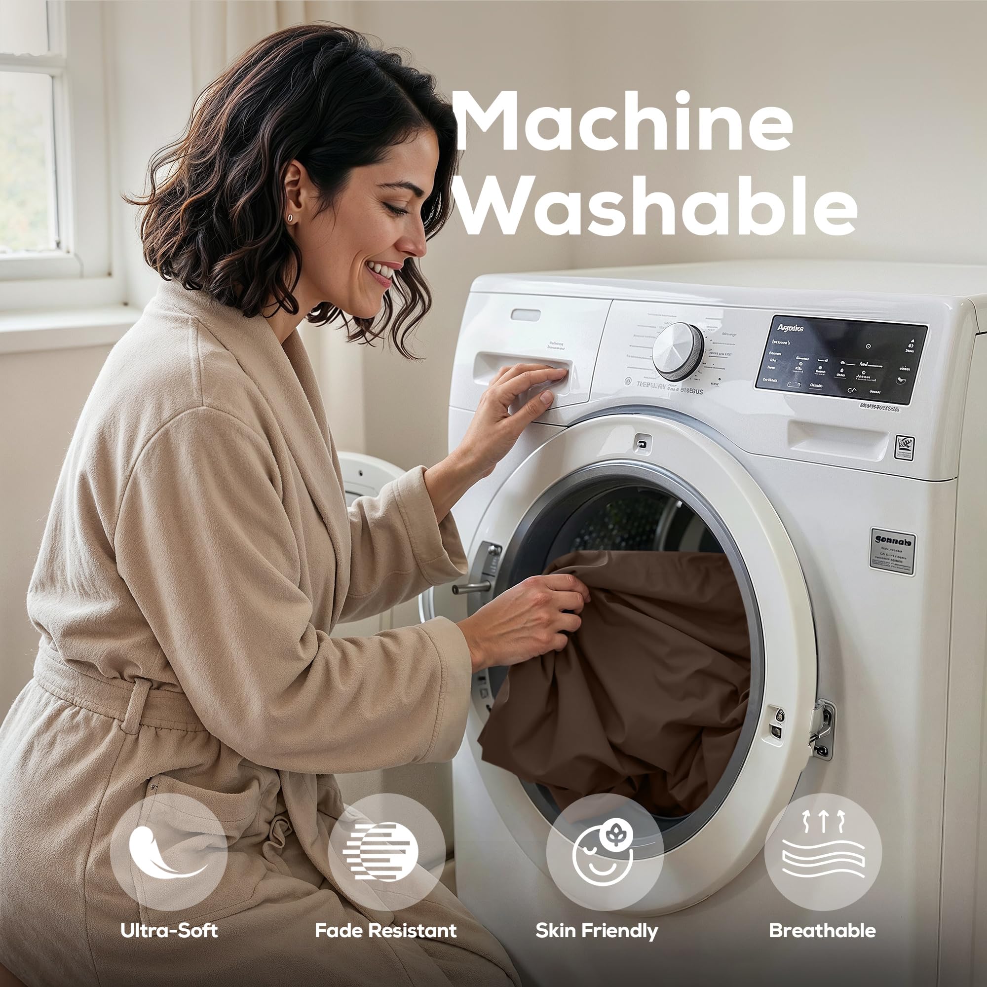 Utopia Bedding comparación de tamaño con regla mostrando profundidad del bolsillo