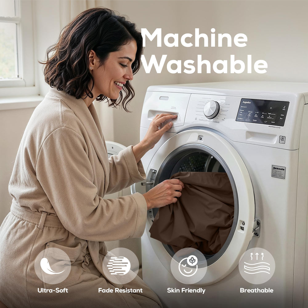 Utopia Bedding comparación de tamaño con regla mostrando profundidad del bolsillo