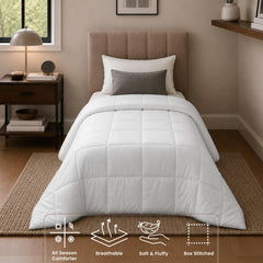 Utopia Bedding loft texture close-up showing plush siliconized fill benefit