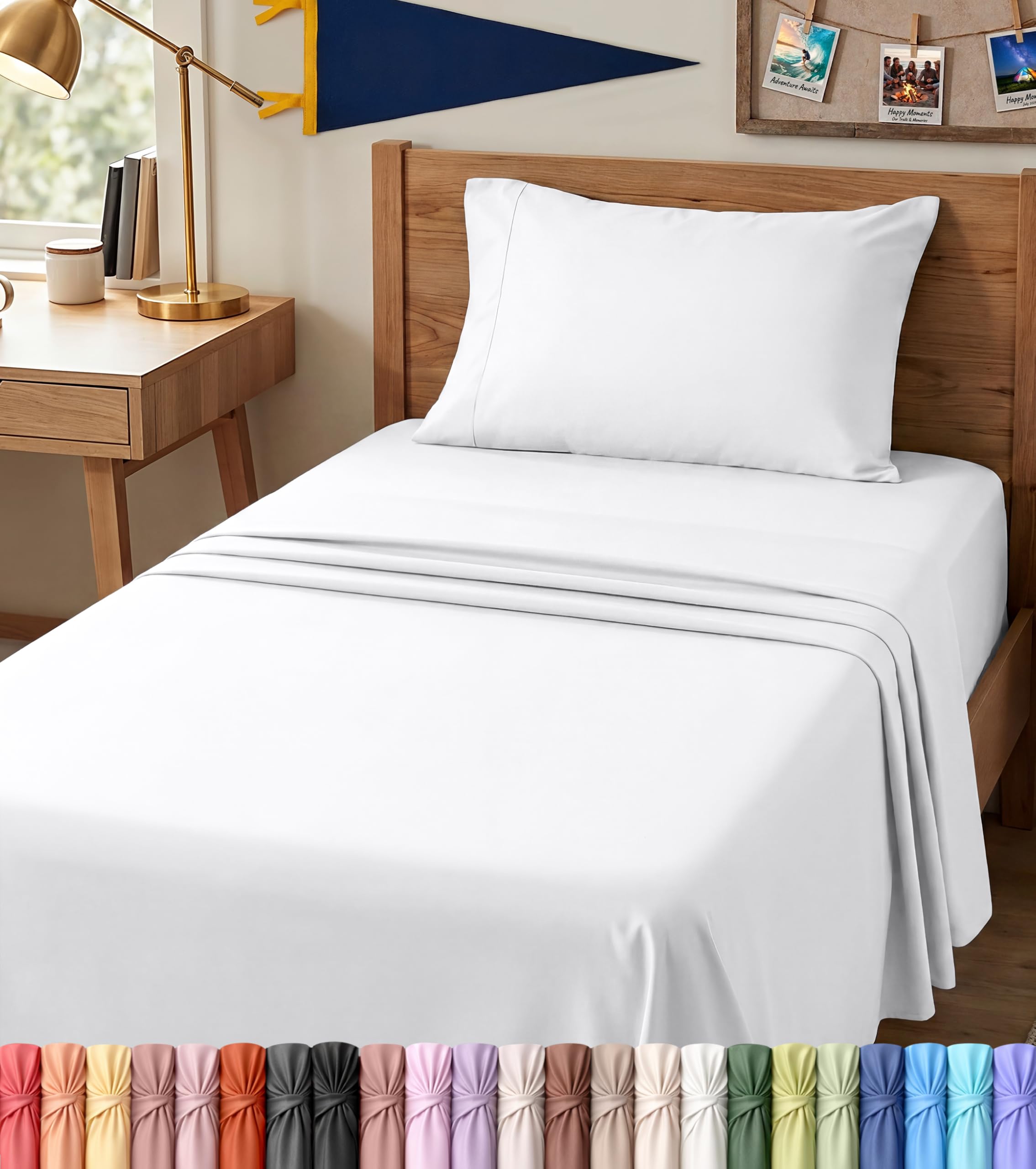 Utopia Bedding vista frontal del juego Twin XL, aspecto hotelero y ordenado