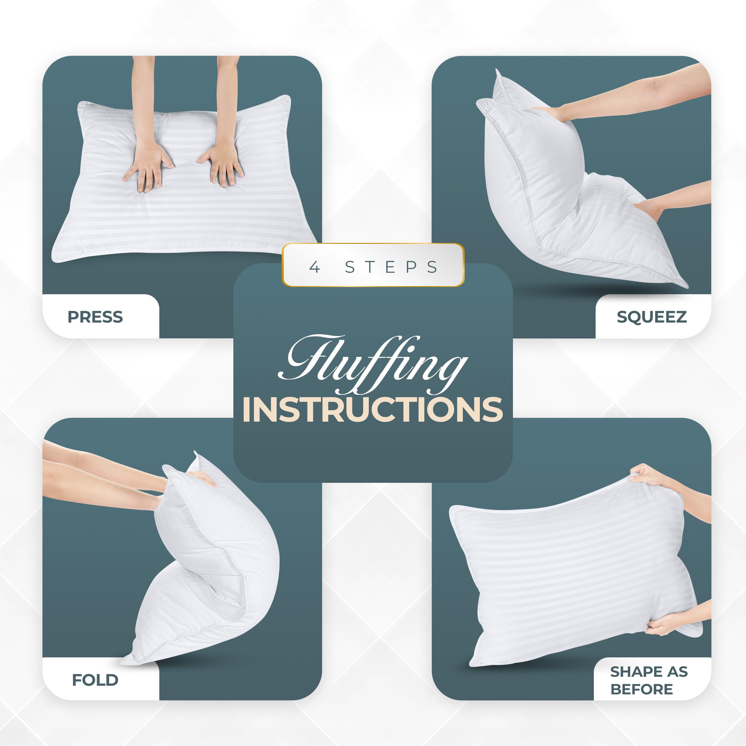 Utopia Bedding two pillows stacked to show storage convenience and consistent loft