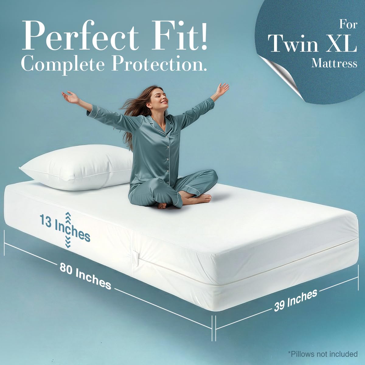 Utopia Bedding zipper close-up illustrating secure seal and mattress protection