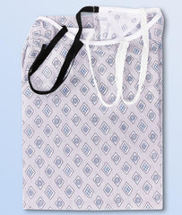 Utopia Care gown on model demonstrating extra length and modesty