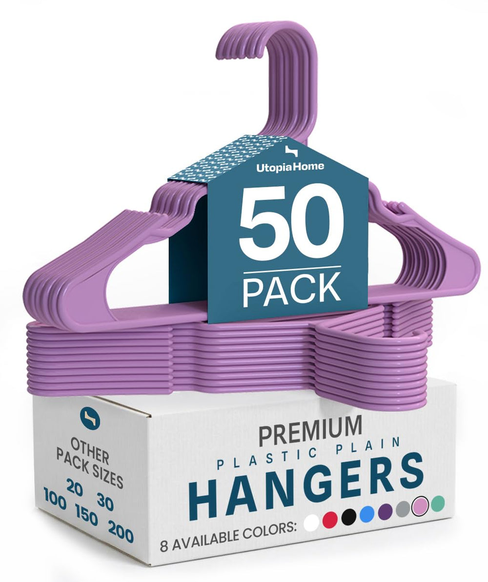 Utopia Home perchas pack frontal mostrando 50 unidades y ahorro de espacio