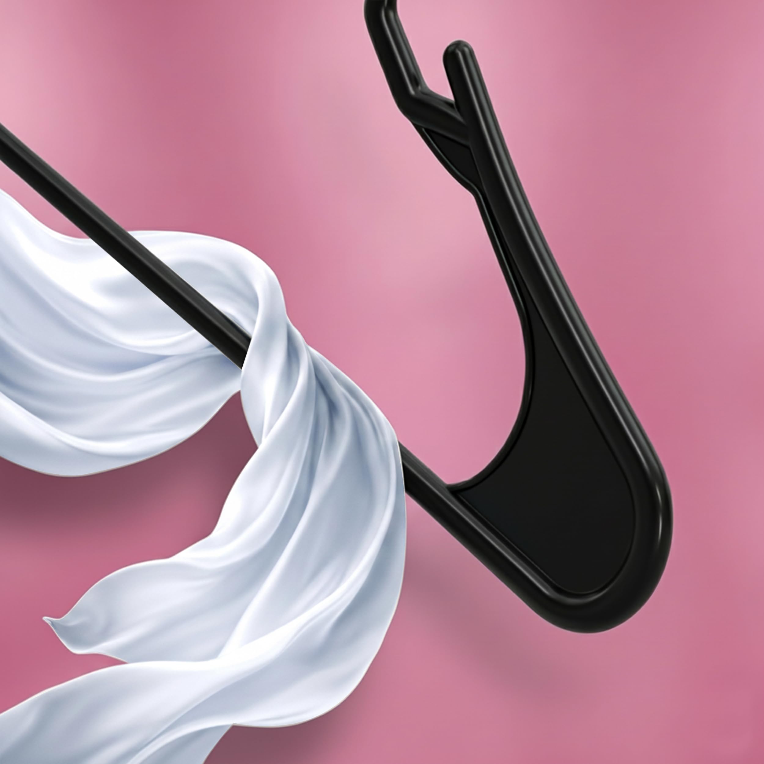 Utopia Home slim hangers neatly organized in a crowded closet for more capacity