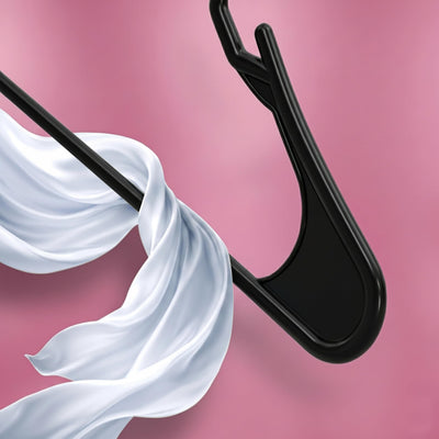 Utopia Home slim hangers neatly organized in a crowded closet for more capacity