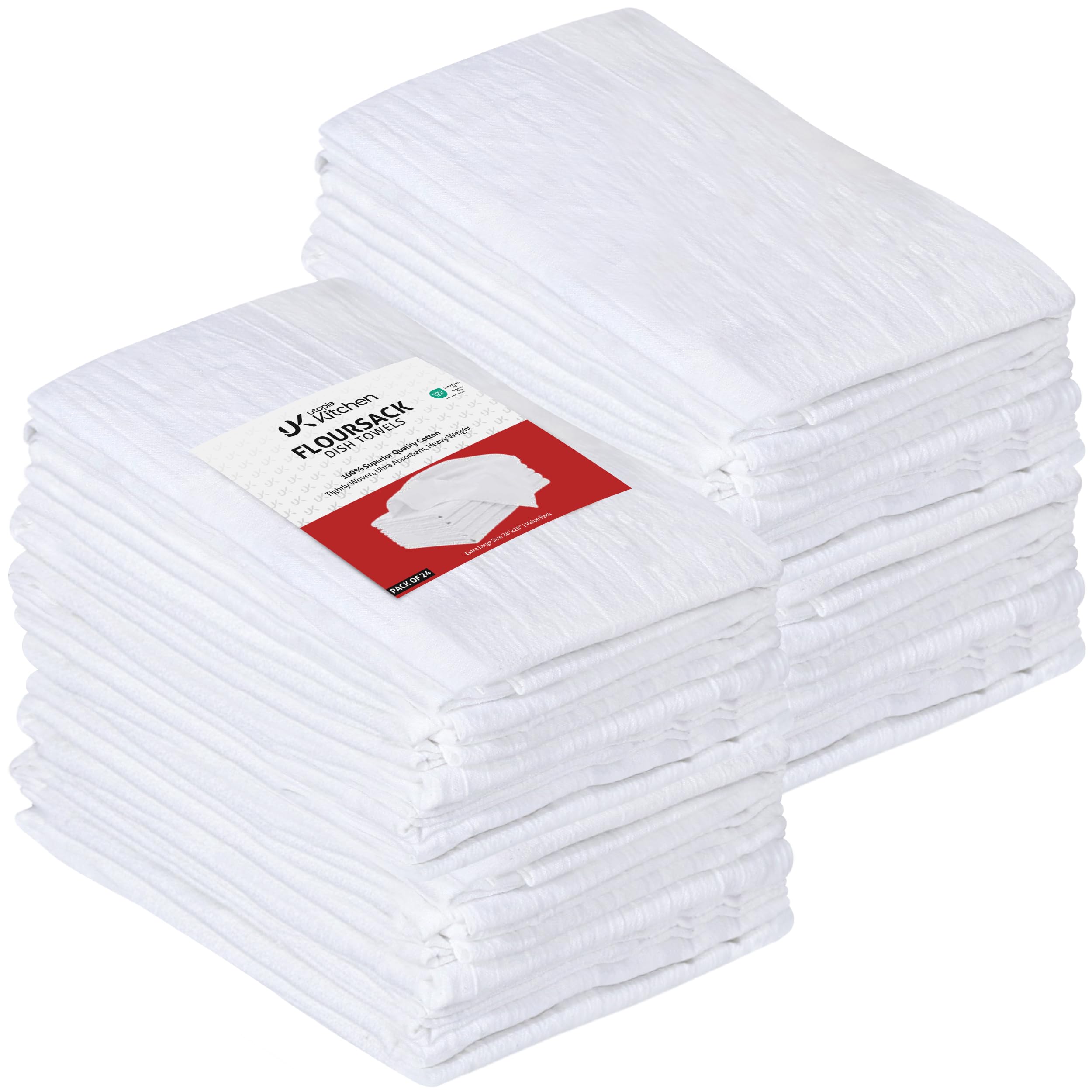 Utopia Kitchen front packaging showing 24-towel value pack and size benefits