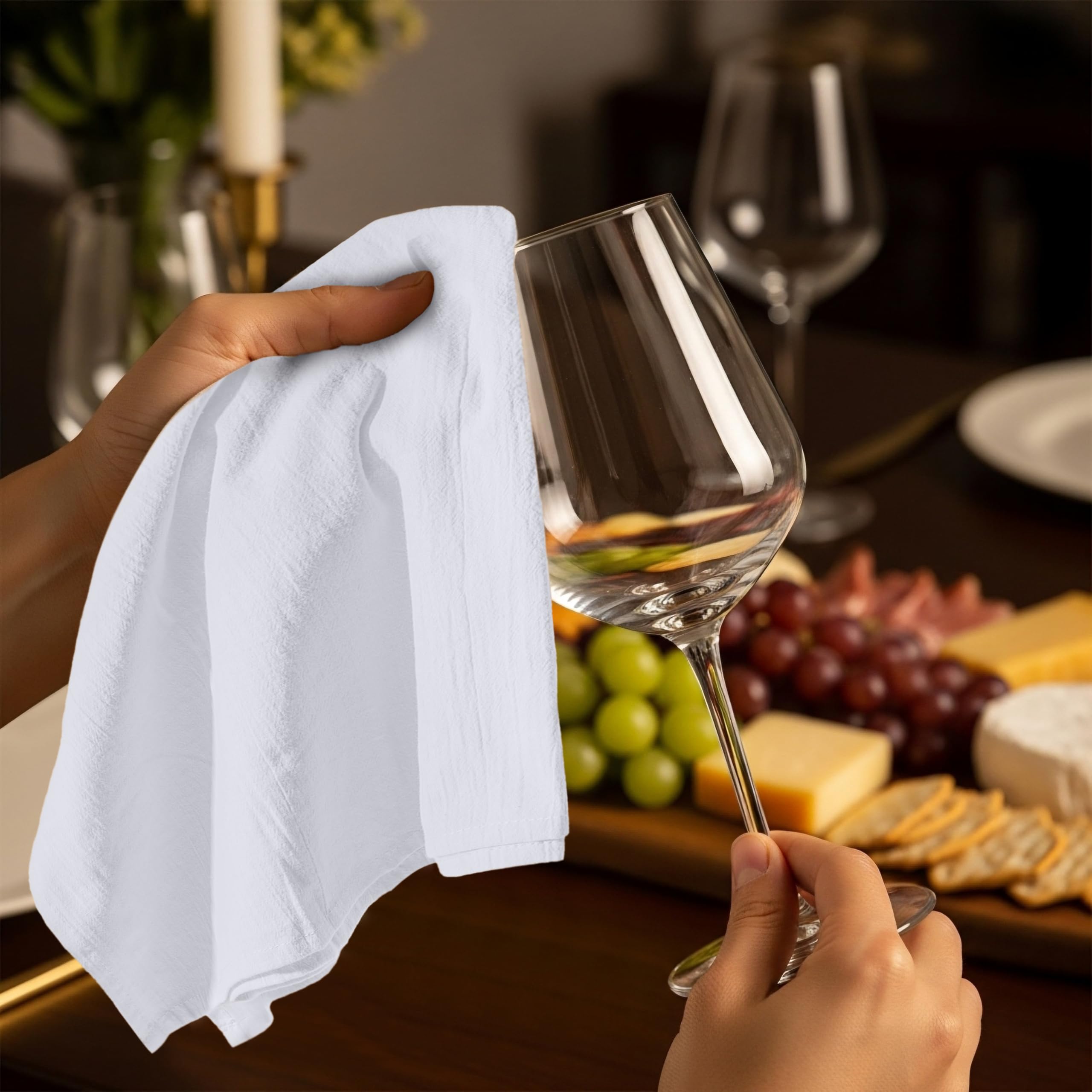 Utopia Kitchen towel straining cheese demonstrating food-safe versatility