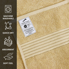 Utopia Towels neatly folded stack staged in a bathroom for convenience