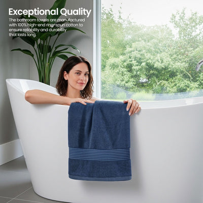 Utopia Towels in use as person dries off illustrating practical comfort