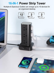 UWIWUTEI detalle de puertos USB-A y USB-C para carga rápida y orden de cables