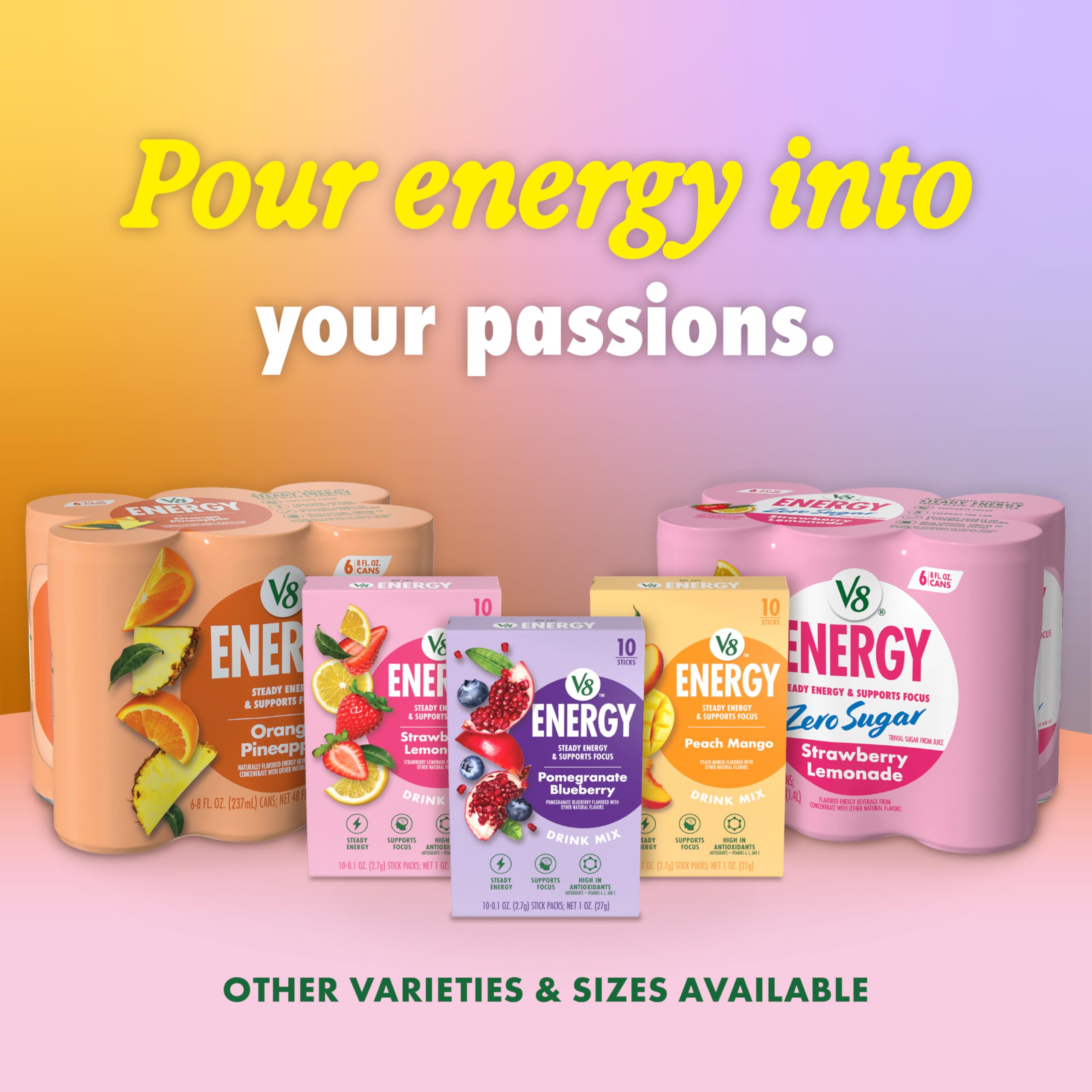 Escena de picnic con V8 Energy Strawberry Lemonade ofreciendo opción refrescante al aire libre