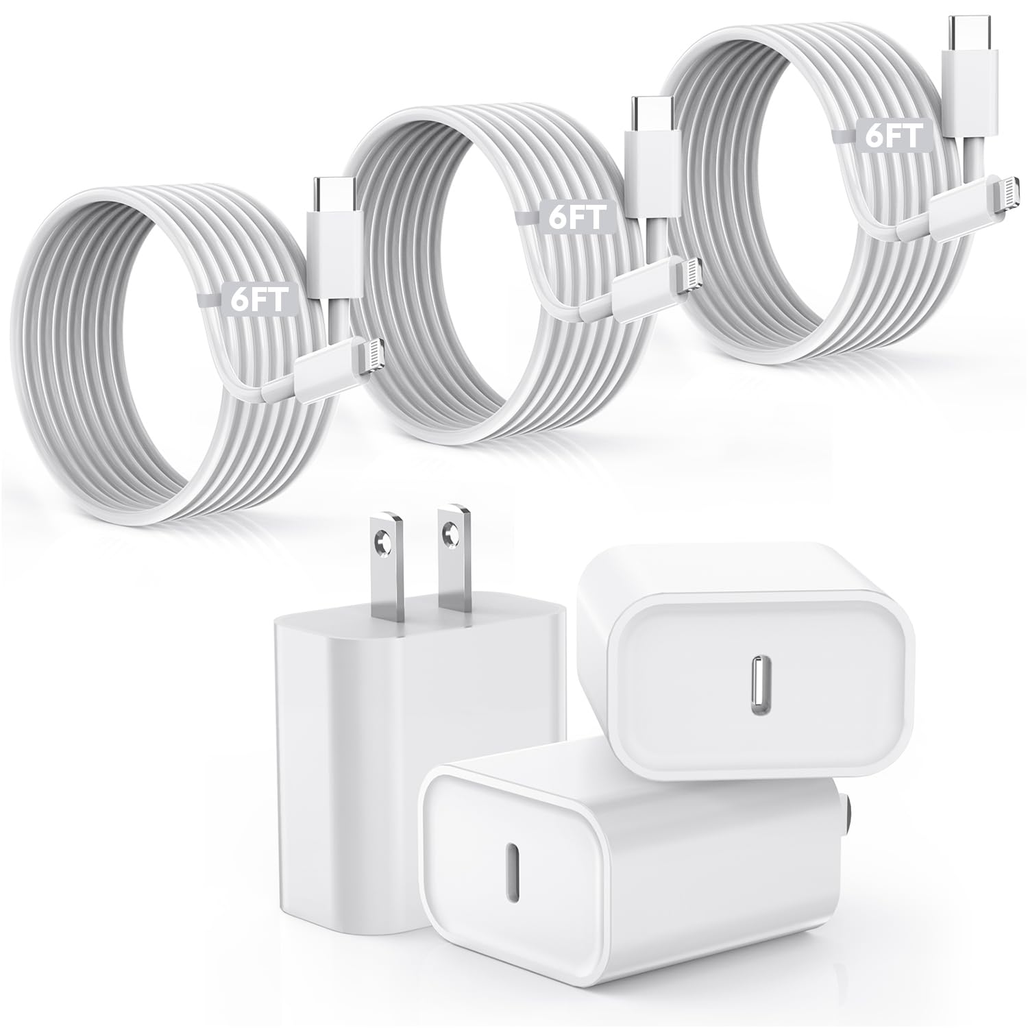 Vagavo front packaging showing three chargers and three cables for fast charging