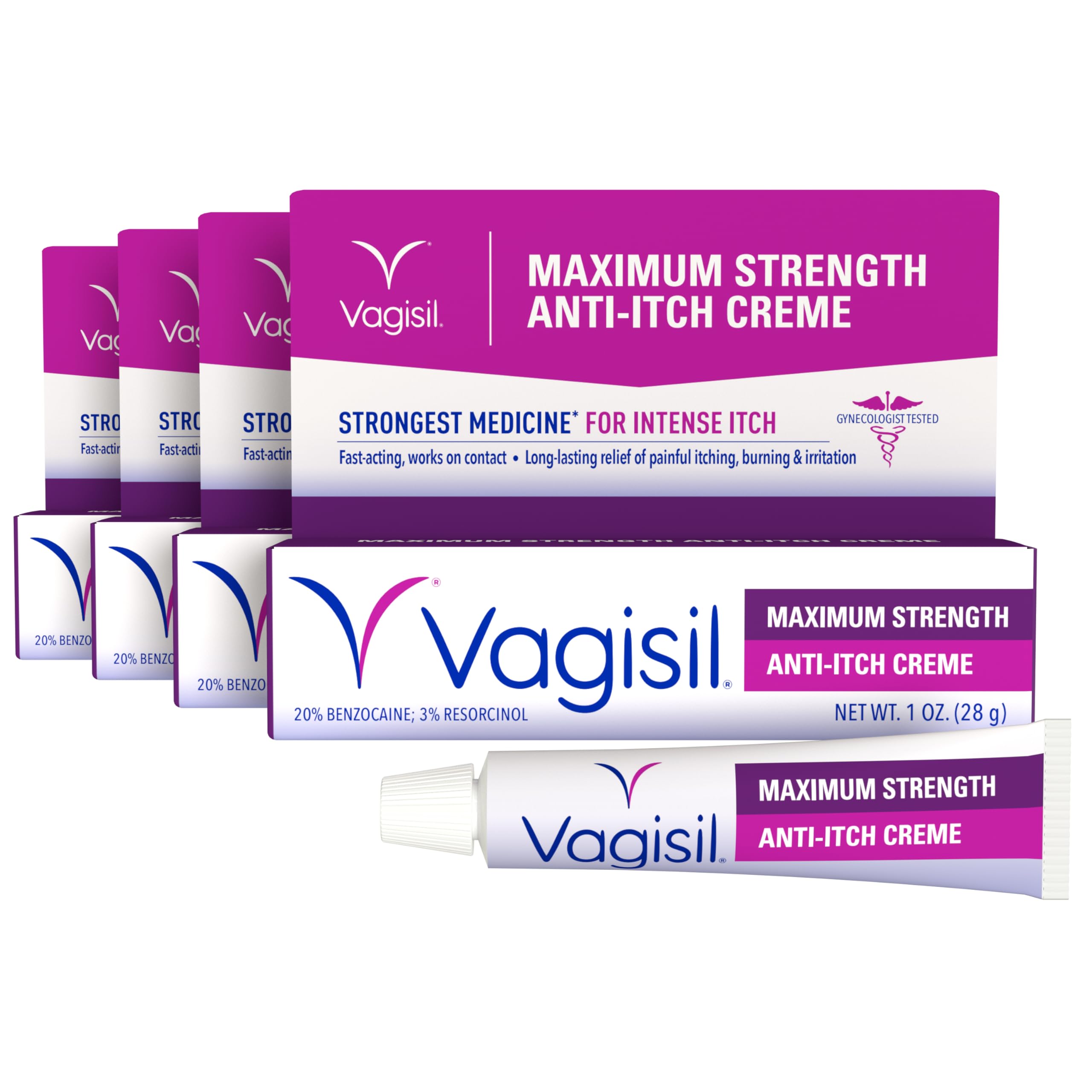 Vagisil frente del empaque mostrando caja y tubo, beneficio alivio rápido