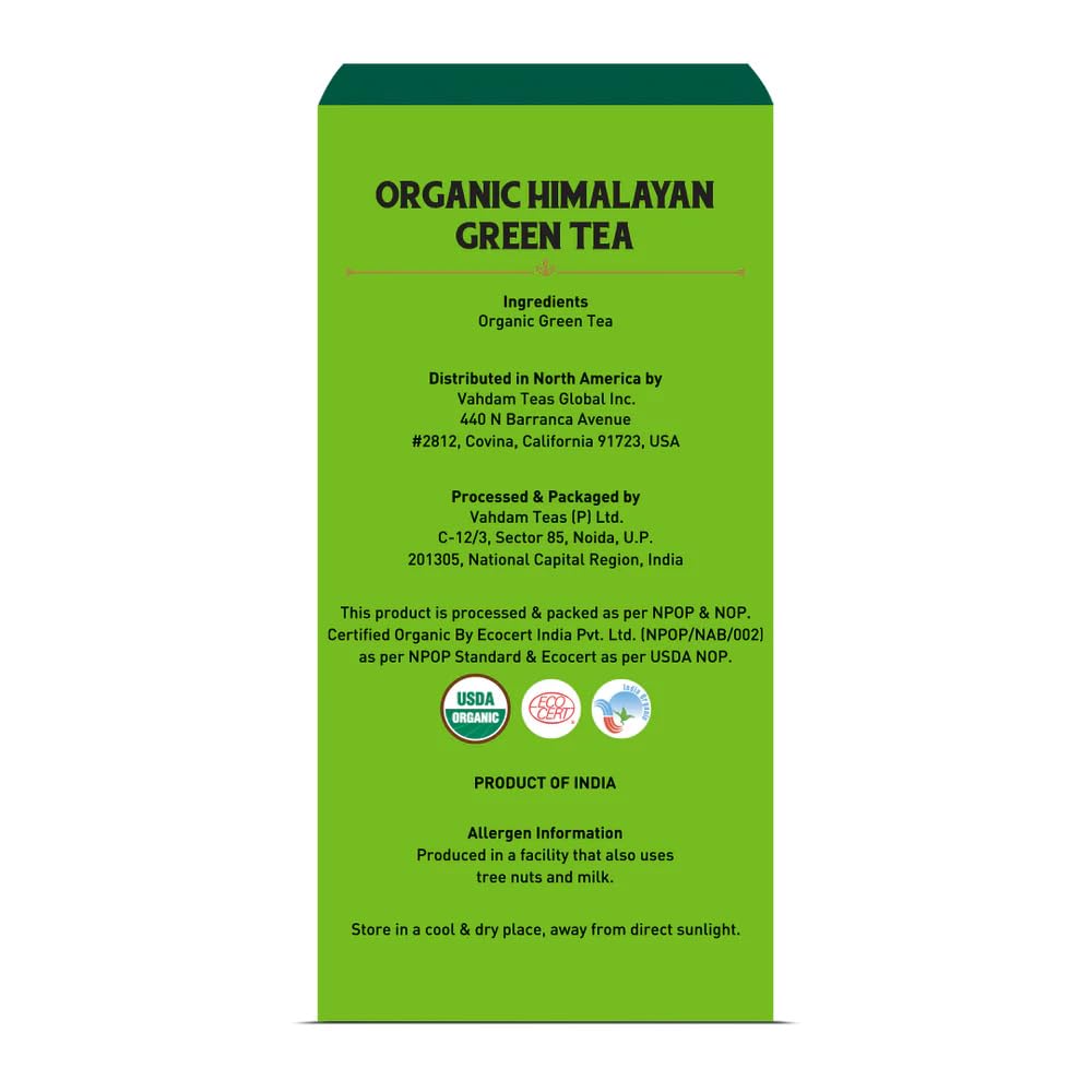 VAHDAM producto con fondo que evoca origen Himalaya y pureza