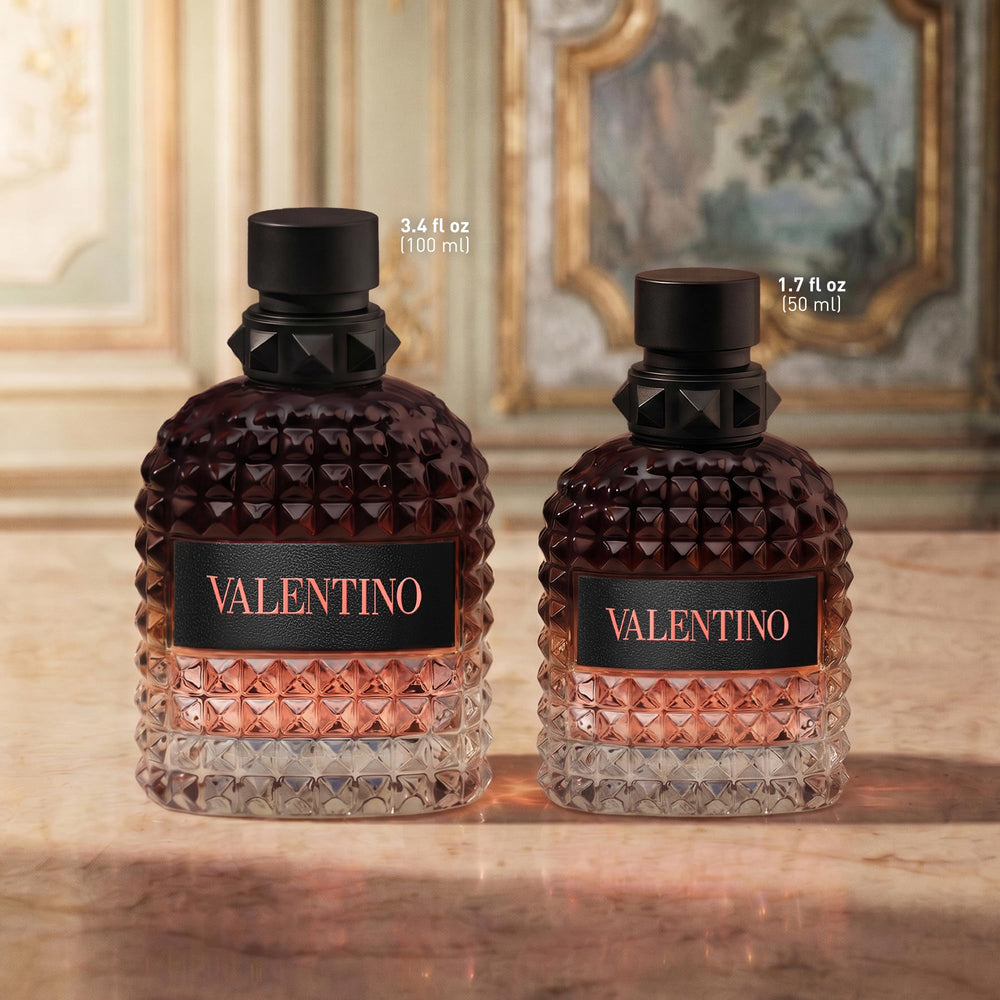 Valentino Uomo perfume aplicado en cuello demostrando uso diario y confianza