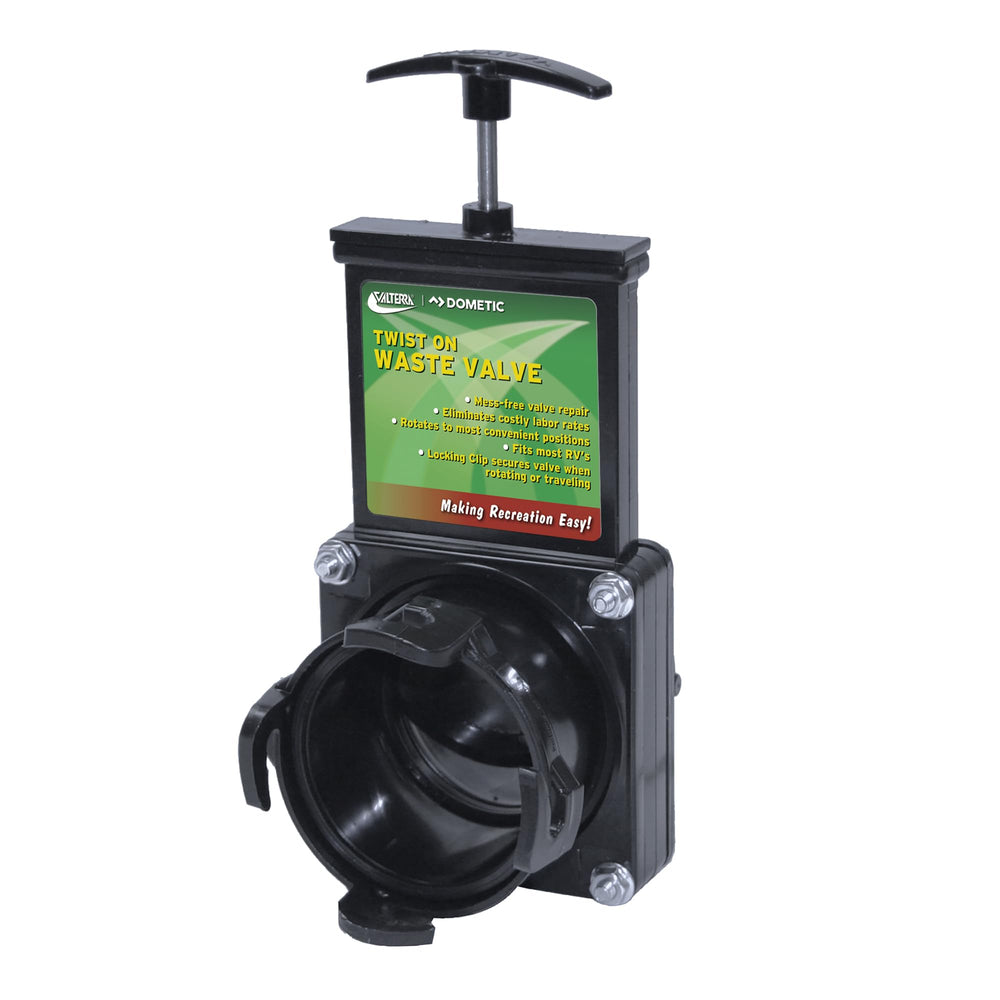 Valterra front view showing valve body and outlet, easy retrofit benefit