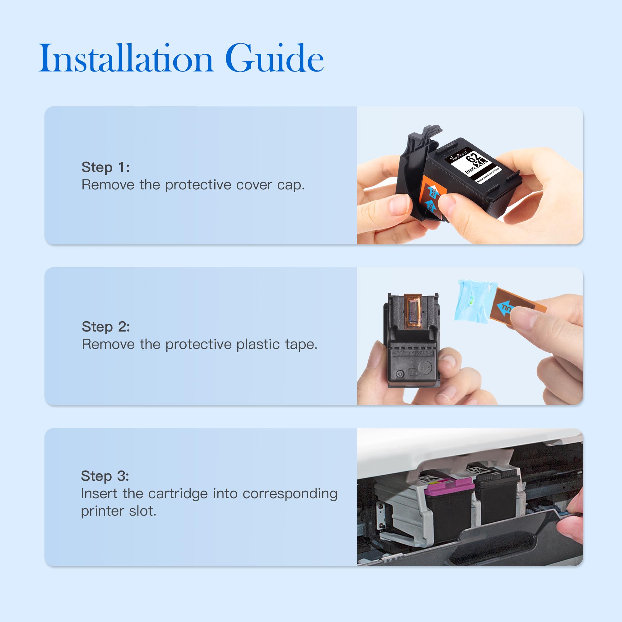 Valuetoner hojas impresas con texto y color, calidad adecuada