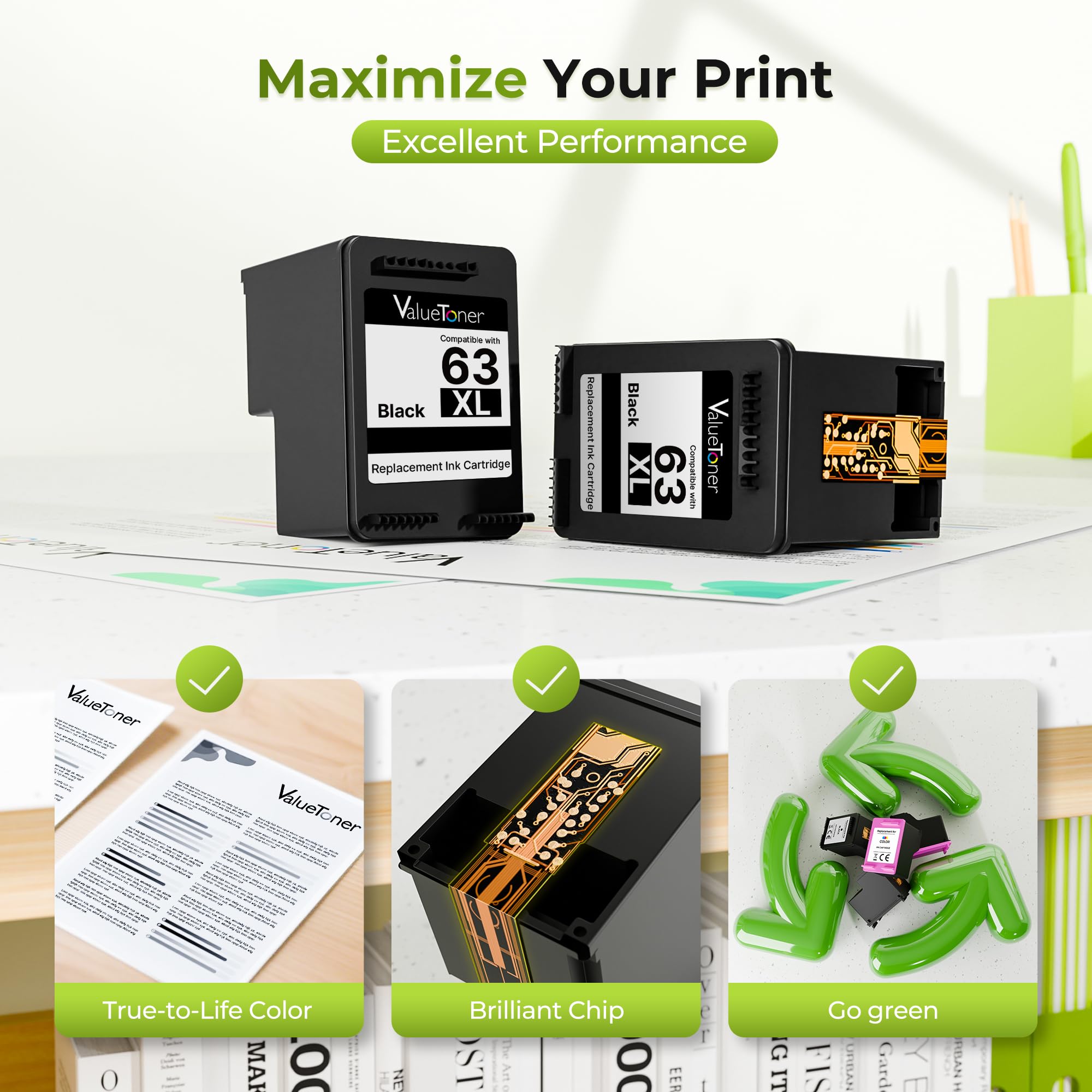 Comparación de tamaño Valuetoner 63XL junto a mano para escala