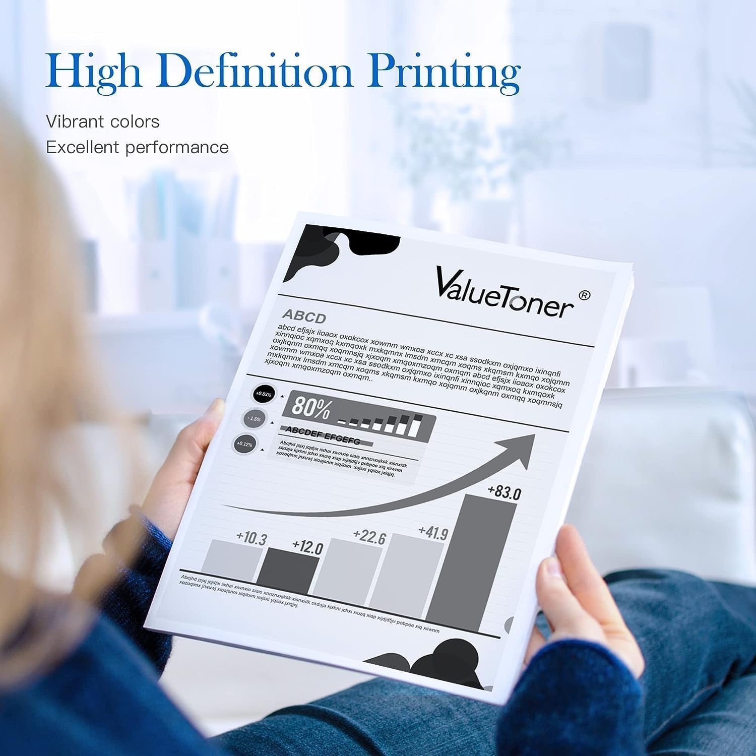 Documento impreso con Valuetoner 61XL texto negro nítido y profesional