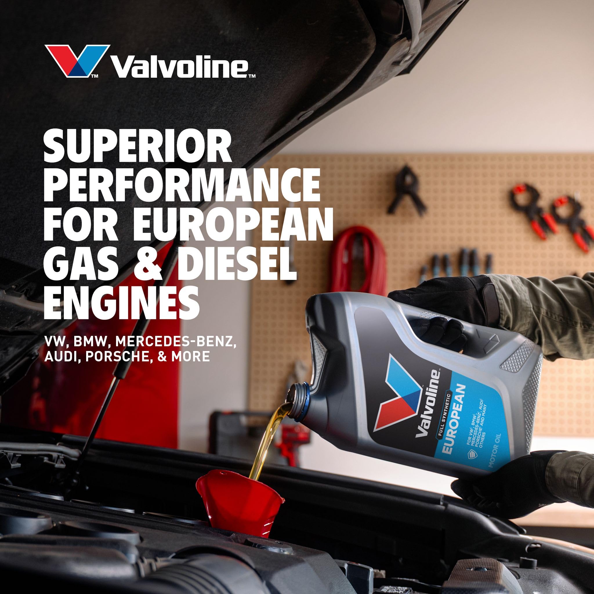 Valvoline oil texture close-up showing smooth sheen that ensures quick lubrication