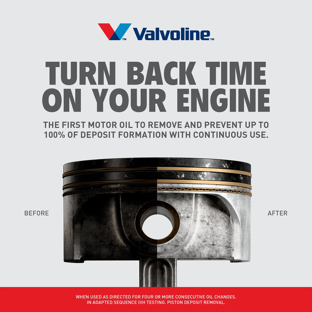 Valvoline frasco junto a compartimiento motor ilustrando compatibilidad y uso