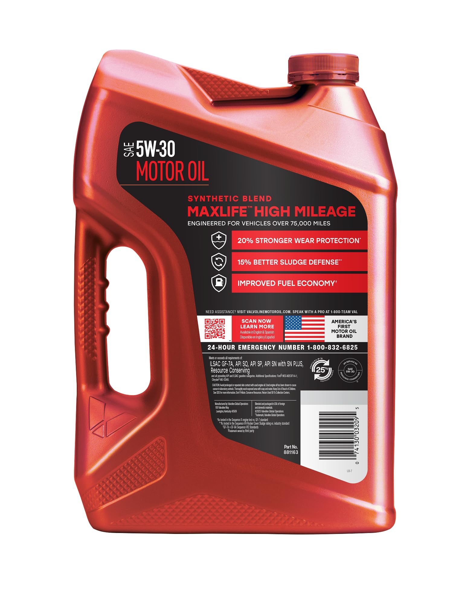 Valvoline MaxLife etiqueta detallada con especificaciones y beneficios visibles