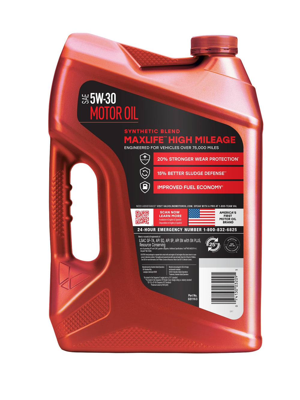 Valvoline MaxLife etiqueta detallada con especificaciones y beneficios visibles