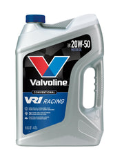 Valvoline VR1 front label showing 5 QT jug and performance branding benefit