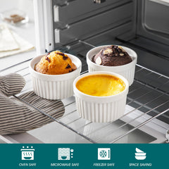 vancasso ramequin dentro de horno con crème brûlée cocido uniformemente