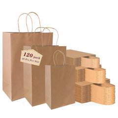 vanhel pack frontal de 120 bolsas kraft, presentación profesional