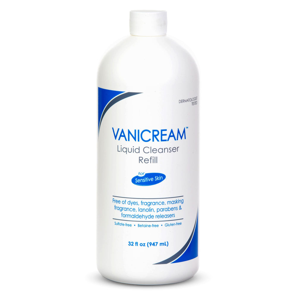 Vanicream frontal del envase recarga mostrando capacidad y etiqueta clara