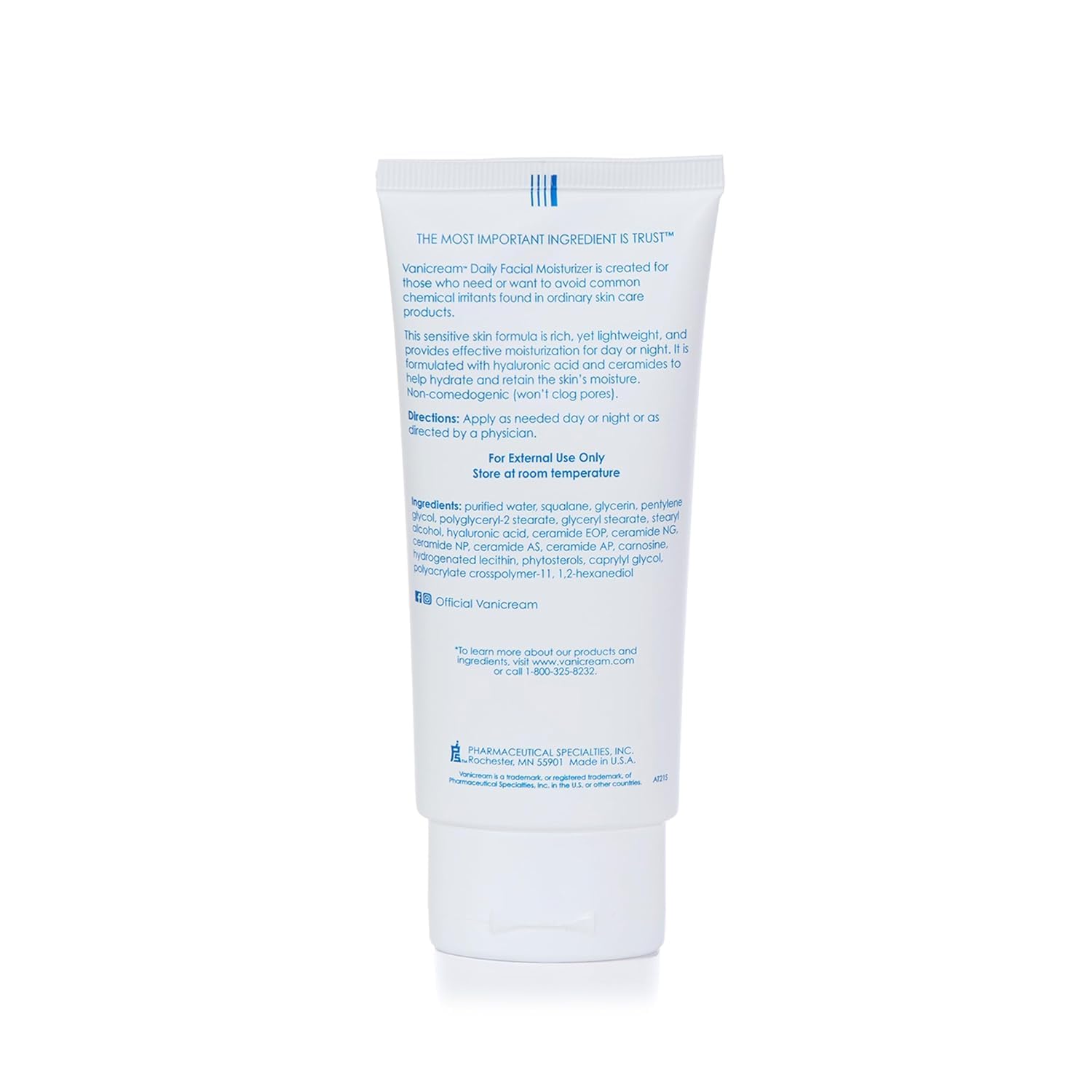 Vanicream textura de crema ligera en primer plano, absorción rápida