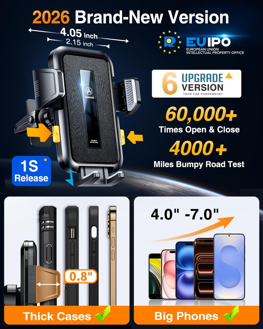 VANMASS brazo telescópico extendido para ajuste de distancia ideal