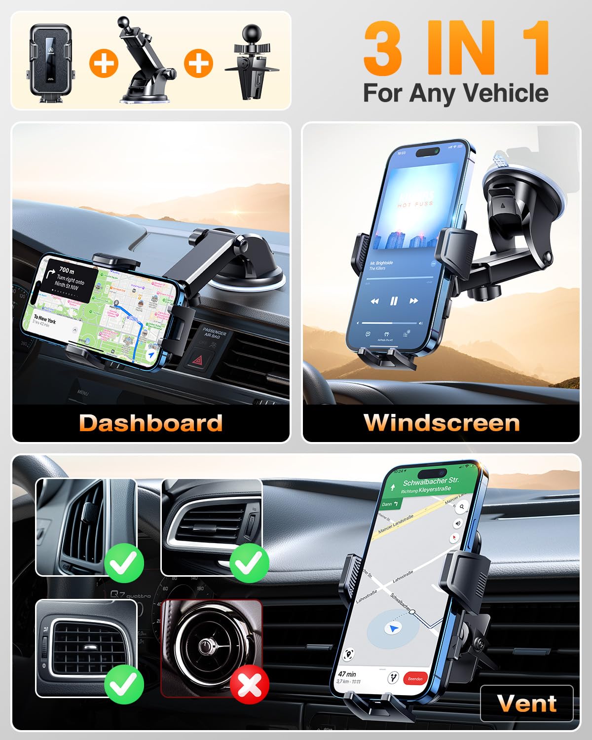 VANMASS rótula giratoria 360º para orientación perfecta del móvil