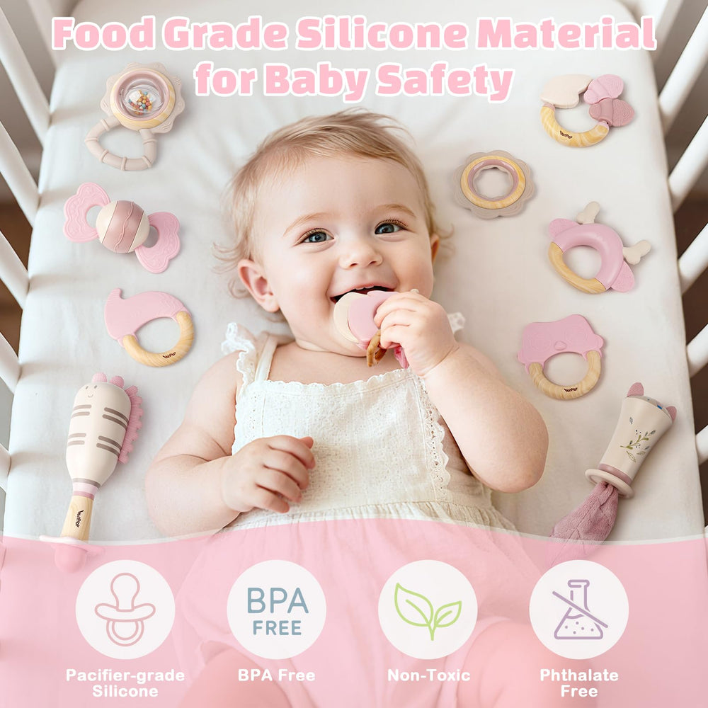Vanplay teether in use showing safe chewing and teething comfort for baby