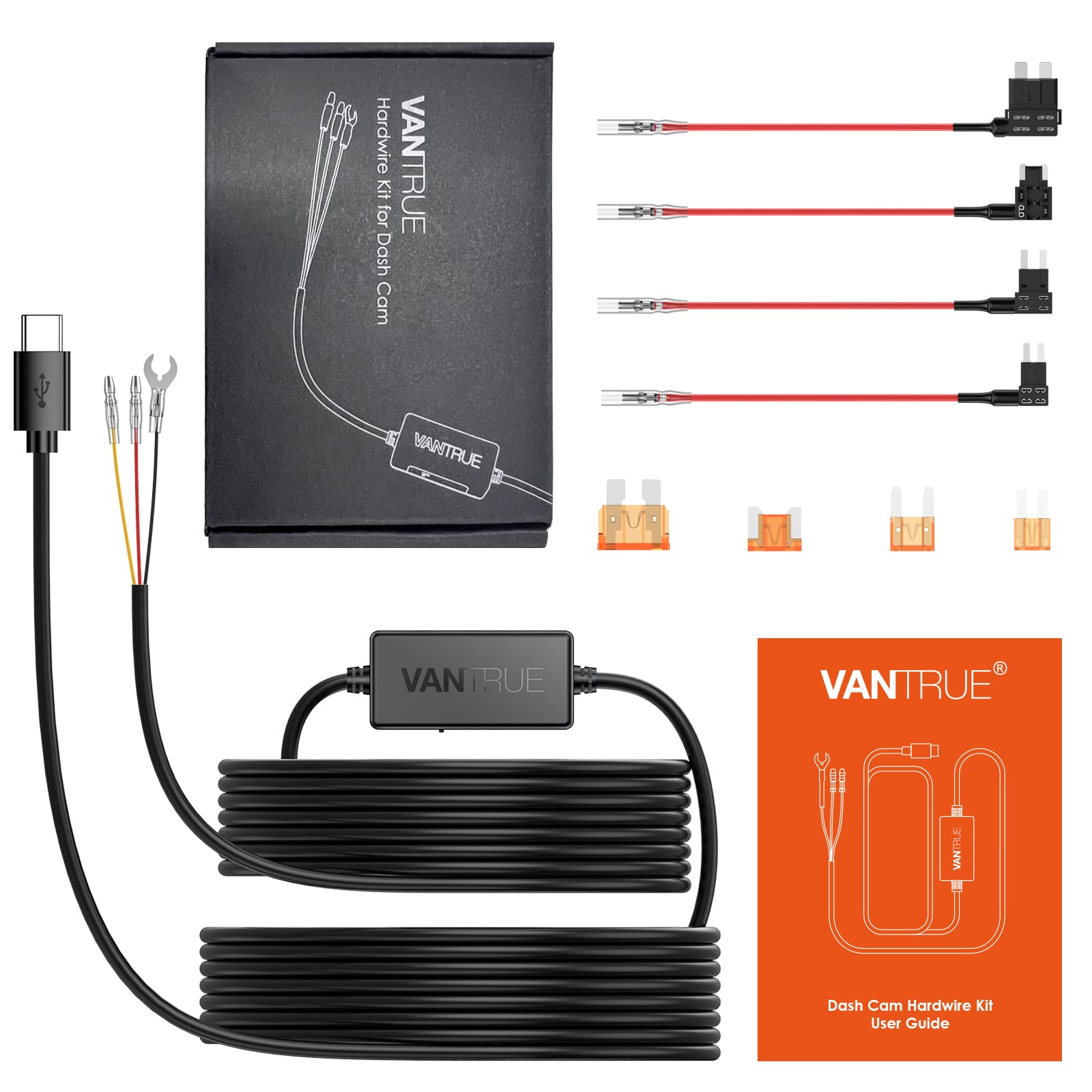 VANTRUE dash cam in parked car at night showing continuous surveillance peace of mind