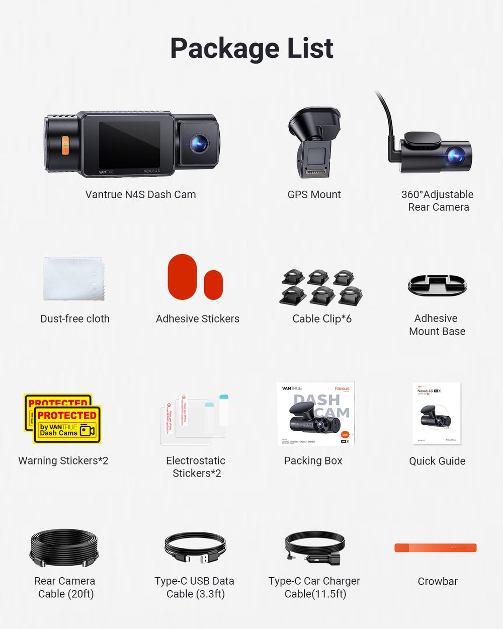 Vantrue N4S comparación de tamaño junto a una tarjeta microSD para escala