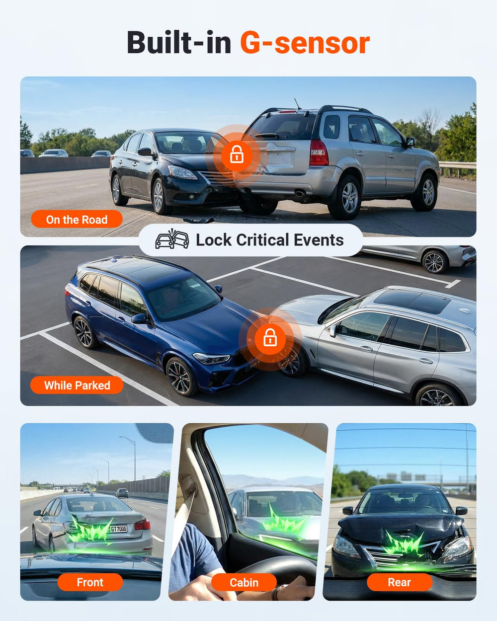 Vantrue N4S pantalla reproduciendo clip con placa legible como beneficio